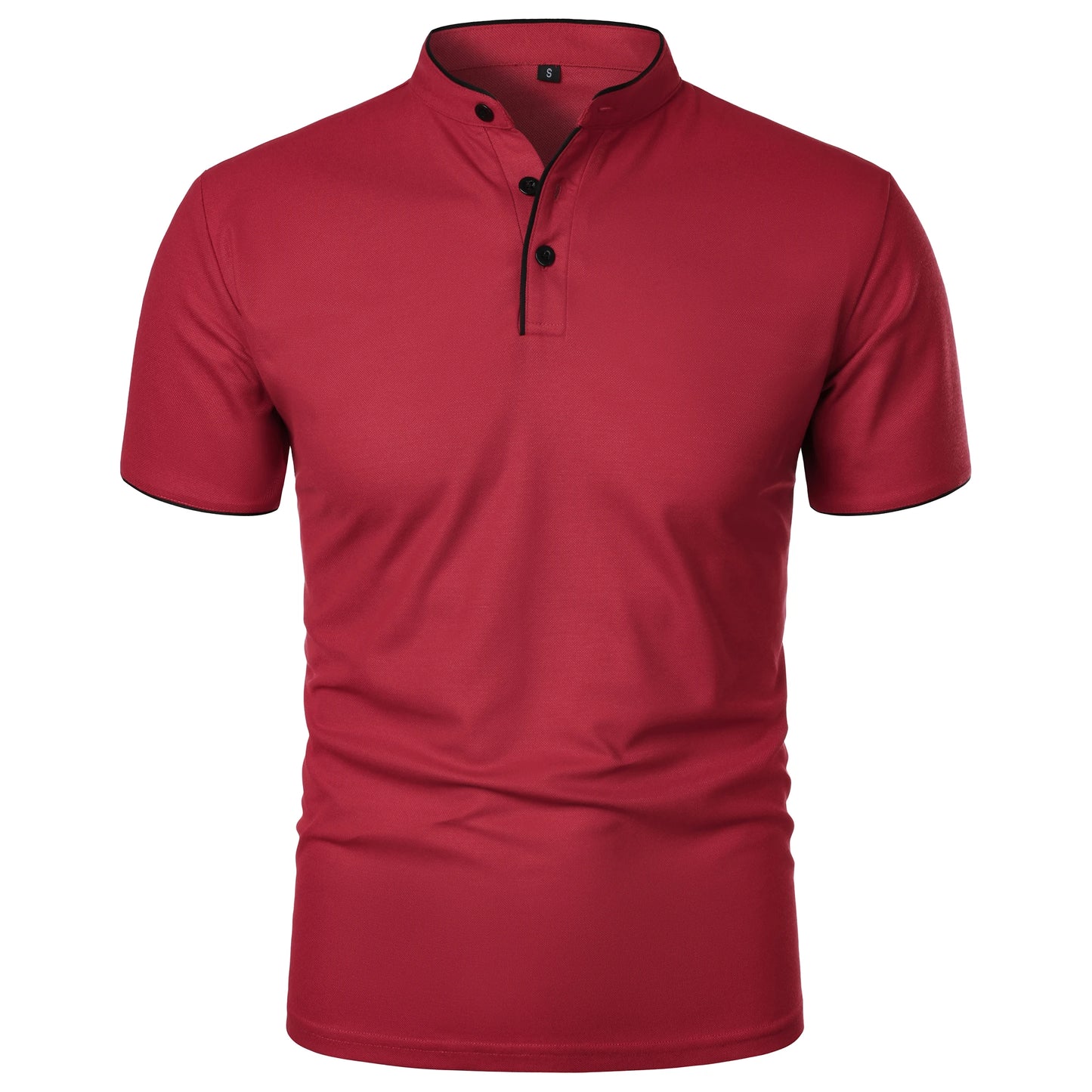 Men's short-sleeved stand-up collar top casual fashion daily solid color short-sleeved stand-up collar T-shirt casual top