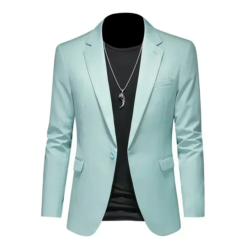 Fashion Men's Business Casual Blazer Black White Red Green Solid Color Slim Fit Jacket Wedding Groom Party Suit Coat M-6XL