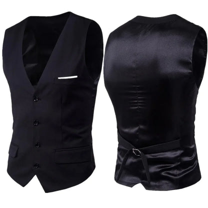 Vests Men Suits Coats Sleeveless Vest Coat Solid V Neck Single Breasted Blazer Slim Fit Casual Regular Splice Autumn 2024