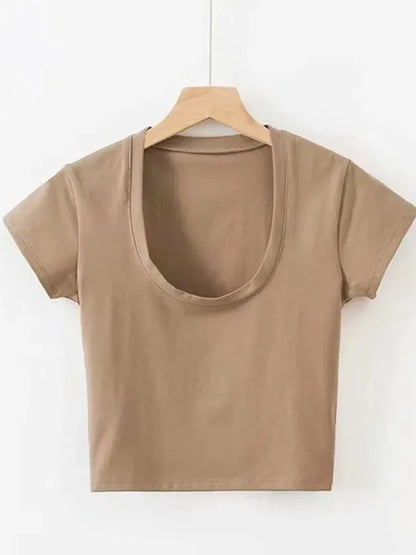 Women's Solid U-Neck Crop Top