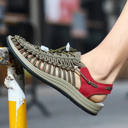 Men Sandals Summer Weave Shoes Boys Sandal Mens Sandles Outdoor Breathable Comfort Slip On Plus Big Size 45 46 Sandalias Hombre