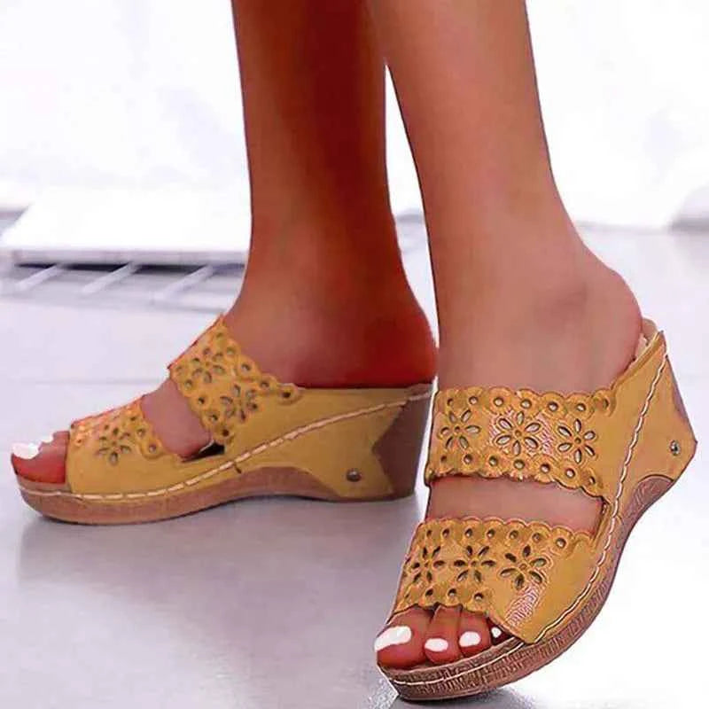 Sandals Shoes Women Summer Platform Shoes Woman Slip On Walking Shoes Wedge Women's Sandals Retro Woman Slippers Female Footwear