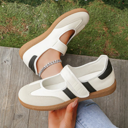 Women Sneakers 2026 New Striped Shallow Mouth Designer Shoes Spring Autumn Soft Soled Loafers Comfort Casual Female Sports Shoes