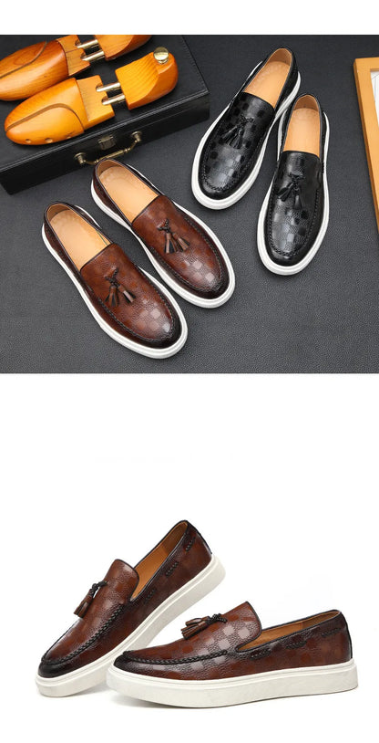 Men Casual Shoes Breathable Leather Loafers Business Office Shoes For Men Driving Moccasins Comfortable Slip On Tassel Shoe