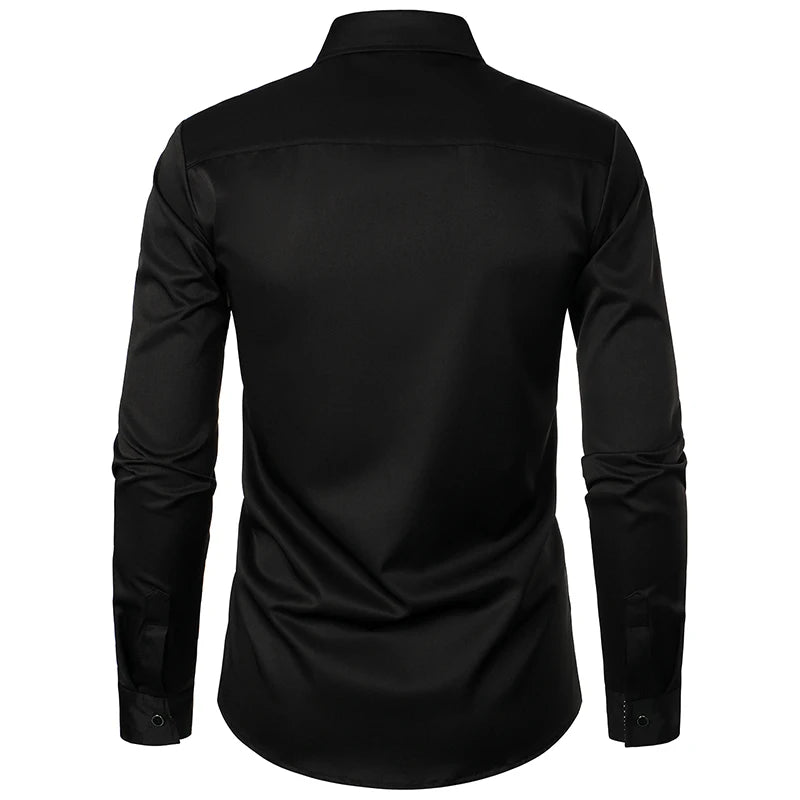 New Men's Casual Long Sleeve Shirt Black/Red/White Available European Size S-XXL