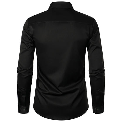 New Men's Casual Long Sleeve Shirt Black/Red/White Available European Size S-XXL