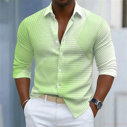 Men's Shirt Gradient Striped Long Sleeved Shirt Casual Business Collar Shirt Spring and Autumn New Trend Men's Top XS-6XL Size