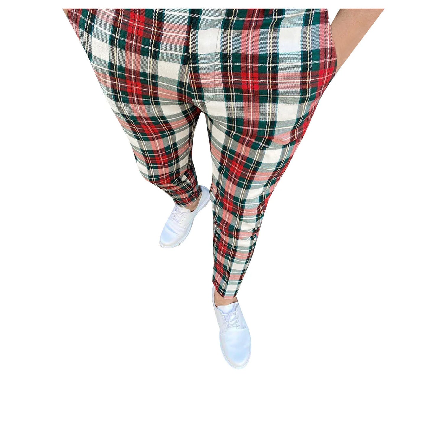 Men Casual Trousers Fashion Classic Plaid Trousers Man Slim Fit Business Pencil Pants Checkered Pattern Pants Streetwear