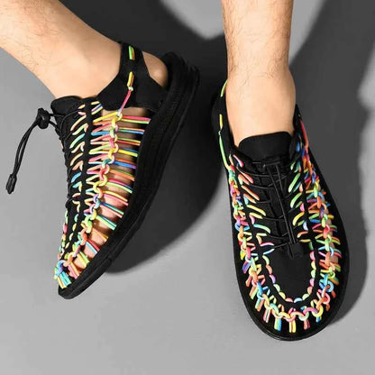 Women Sandals Fashion Handmade Weaving Design Beach Slippers Men Summer Breathable Casual Flat Sandals Outdoor Couples Big Size