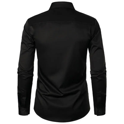 New Men's Casual Long Sleeve Shirt Black/Red/White Available European Size S-XXL