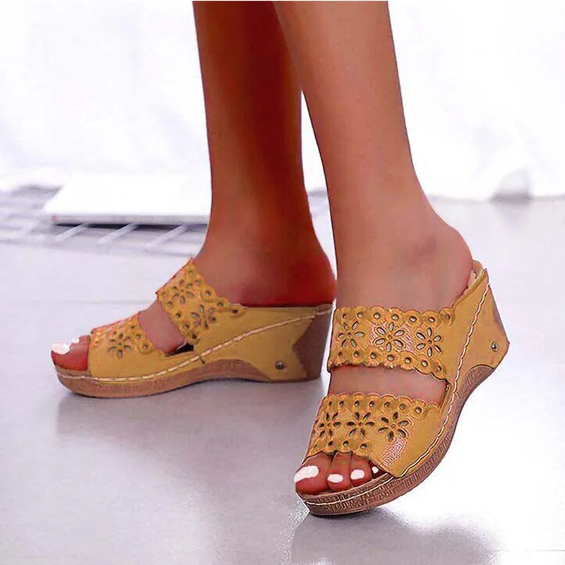 Sandals Shoes Women Summer Platform Shoes Woman Slip On Walking Shoes Wedge Women's Sandals Retro Woman Slippers Female Footwear