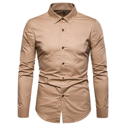 Spring Men Long-sleeved Cotton Shirts, Single-breasted Lapel Shirt, Blue Green Burgundy Khaki Gray White Optional, Asian Size