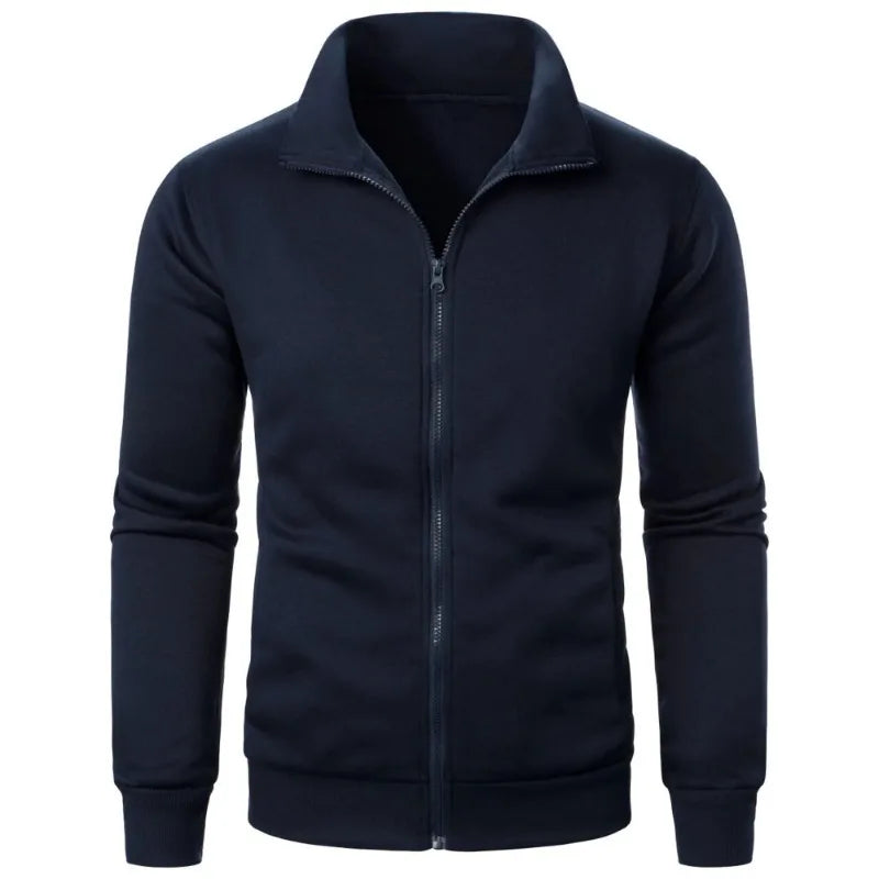 Autumn Men's Long Sleeve Zipper Jacket Coats Solid Color Warm Sweatshirts Casual Baseball Jacket Outdoor Streetwear