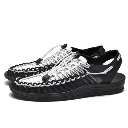 Women Sandals Fashion Handmade Weaving Design Beach Slippers Men Summer Breathable Casual Flat Sandals Outdoor Couples Big Size