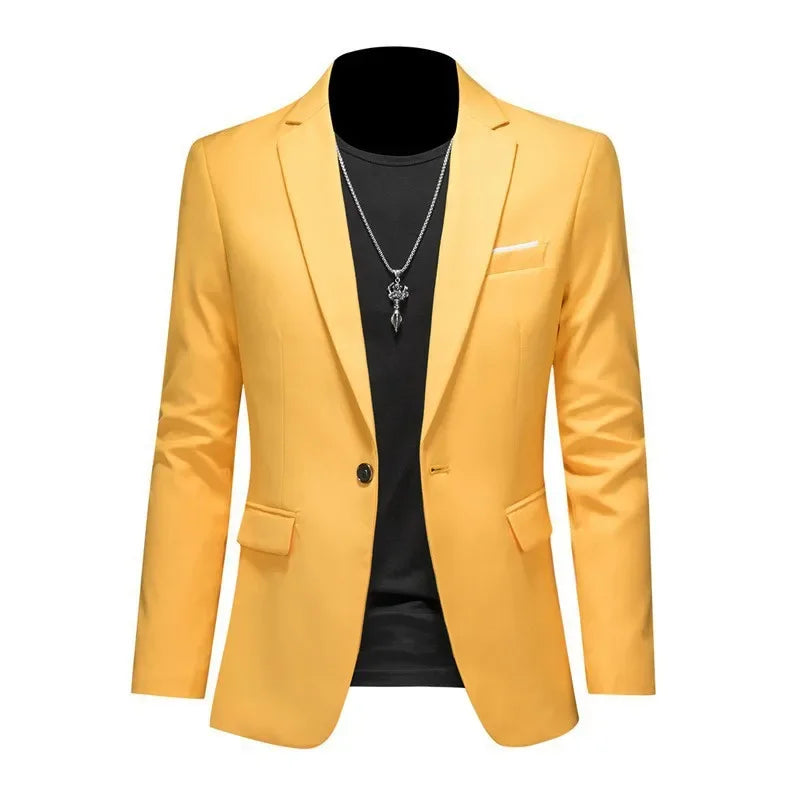 Fashion Men's Business Casual Blazer Black White Red Green Solid Color Slim Fit Jacket Wedding Groom Party Suit Coat M-6XL