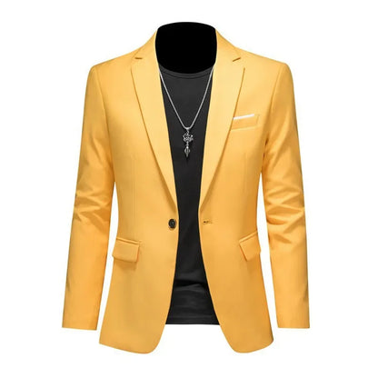 Fashion Men's Business Casual Blazer Black White Red Green Solid Color Slim Fit Jacket Wedding Groom Party Suit Coat M-6XL