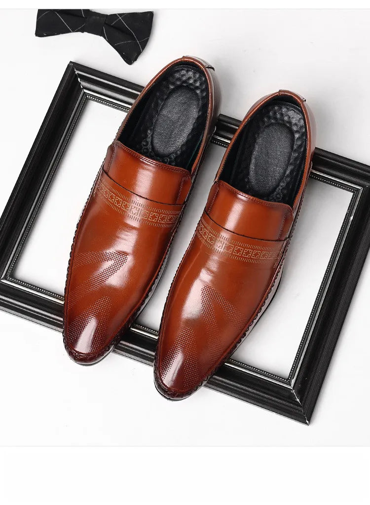 Fotwear Men Dress Shoes Black Leather Wedding Mens Shoes Slip On Office Men Loafers Plus Size Italian Designer Formal Shoes Male