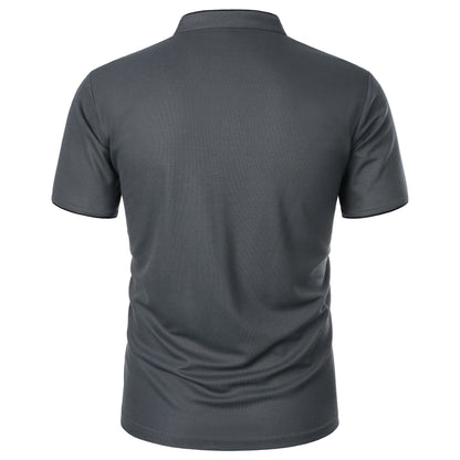 Men's short-sleeved stand-up collar top casual fashion daily solid color short-sleeved stand-up collar T-shirt casual top