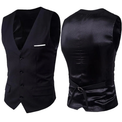 Vests Men Suits Coats Sleeveless Vest Coat Solid V Neck Single Breasted Blazer Slim Fit Casual Regular Splice Autumn 2024