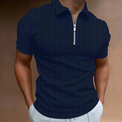 Men's Golf Shirt Quarter Zipper Polo Casual Holiday Lapel Short Sleeve T Shirt Fashion Basic Summer Regular Fit Polo Shirt
