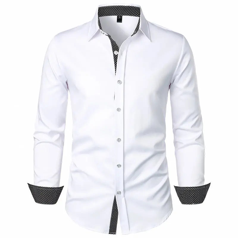New Men's Casual Long Sleeve Shirt Black/Red/White Available European Size S-XXL