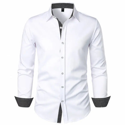 New Men's Casual Long Sleeve Shirt Black/Red/White Available European Size S-XXL