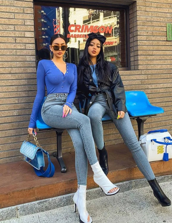 American-style Skinny High-waisted and Hip-lifting Jeans.Women Four Seasons New Fashion Simple Comfortable Stretch Skinny Jeans