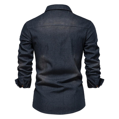 Elastic Cotton Denim Shirt