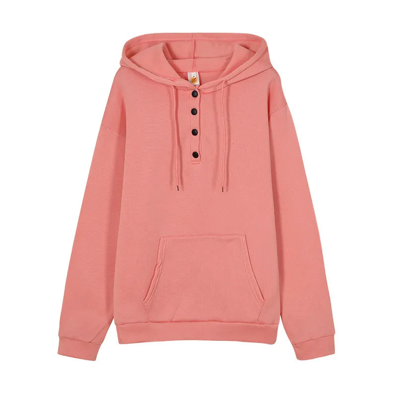 2026 Autumn New Women Loose Fit Hooded Sweatshirt Drawstring Pocket Design Long Sleeve Casual Daily Streetwear Fashion Tops