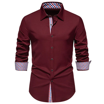 Men's Shirt Long-Sleeved Shirt Business Office Clothing Department Buckle Shirt Loose Style Super Large Size XS-6XL Soft Fabric