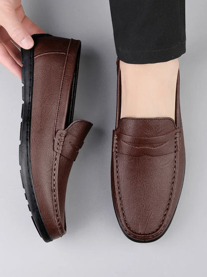 Genuine Leather Men Casual Shoes Luxury Brand Formal Dress Shoes Breathable Mens Loafers Slip on Male Boat Shoes Size 38-47