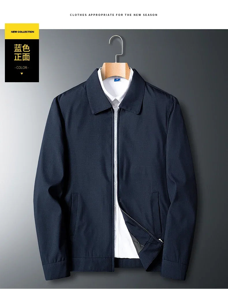 Men High Quality Fashion Business Spring Autumn Stand Collar fashion Jacket Coats Simple Solid Jackets Cloting Casual Jacket