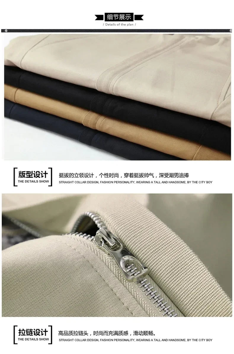 Men's fashion Jacket coats male Jacket Full Zip Windproof Work Coat blazer Outwear coats Men's Bomber Zipper Jacket Male