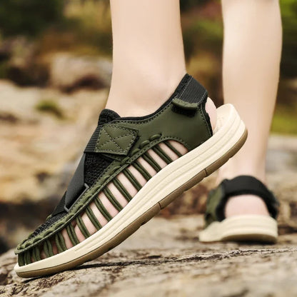 Summer Men Sandals Women Slippers Weaving Design Beach Sandals Breathable Casual Flat Sandals Outdoor Couples Sandals Size 46