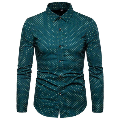 Spring Men Long-sleeved Cotton Shirts, Single-breasted Lapel Shirt, Blue Green Burgundy Khaki Gray White Optional, Asian Size