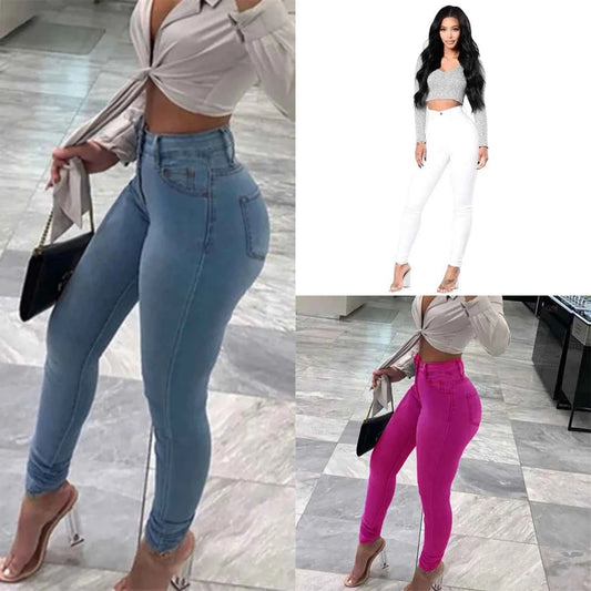 2026 New 7 Color Women's High Waist Skinny Jeans Fashion Slim Elastic Denim Pencil Pants Casual Trousers S-2XL