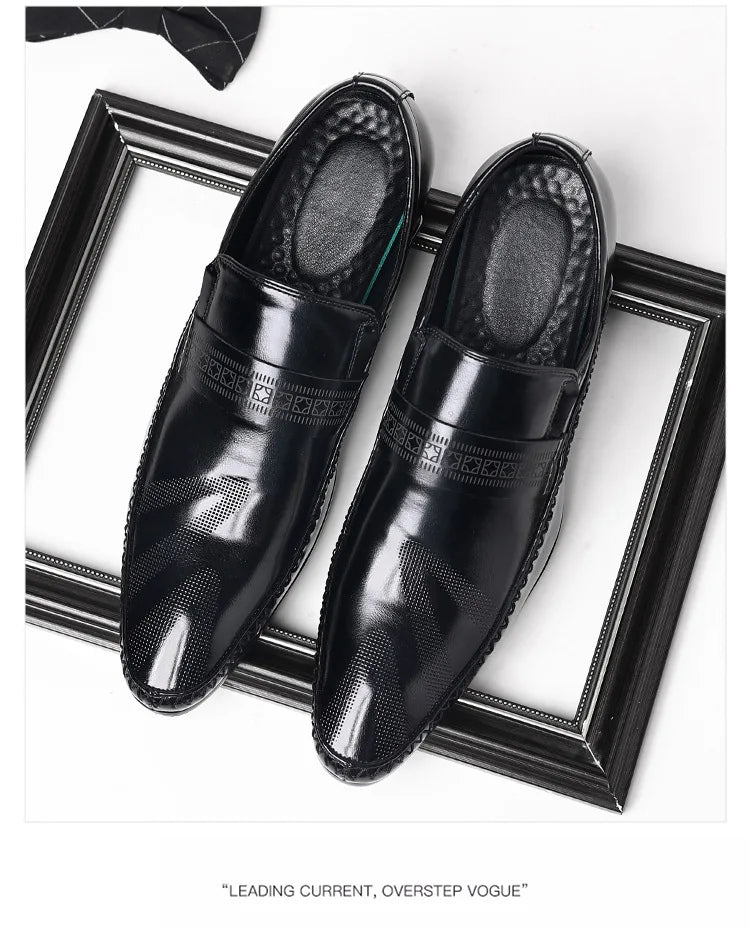 Fotwear Men Dress Shoes Black Leather Wedding Mens Shoes Slip On Office Men Loafers Plus Size Italian Designer Formal Shoes Male