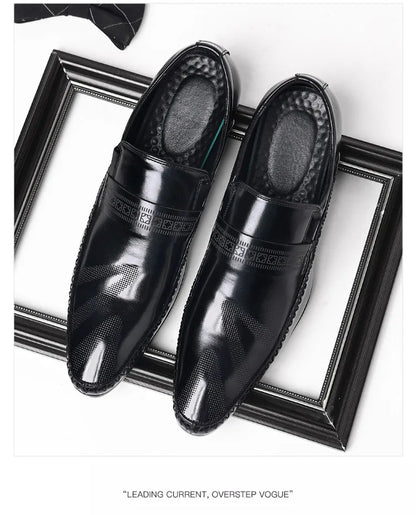Fotwear Men Dress Shoes Black Leather Wedding Mens Shoes Slip On Office Men Loafers Plus Size Italian Designer Formal Shoes Male