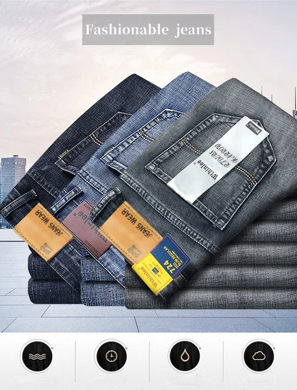 Men's Jeans - Summer Casual Fashionable and Universal Stretch Elastic Mid-Level Denim Jeans Midtown Industry Loose Jeans