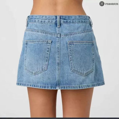 Women's Summer Fashionable Washed Denim Short Skirt 2026 New Clothing for Women Trendy Minimalist Style Girls' Skirts