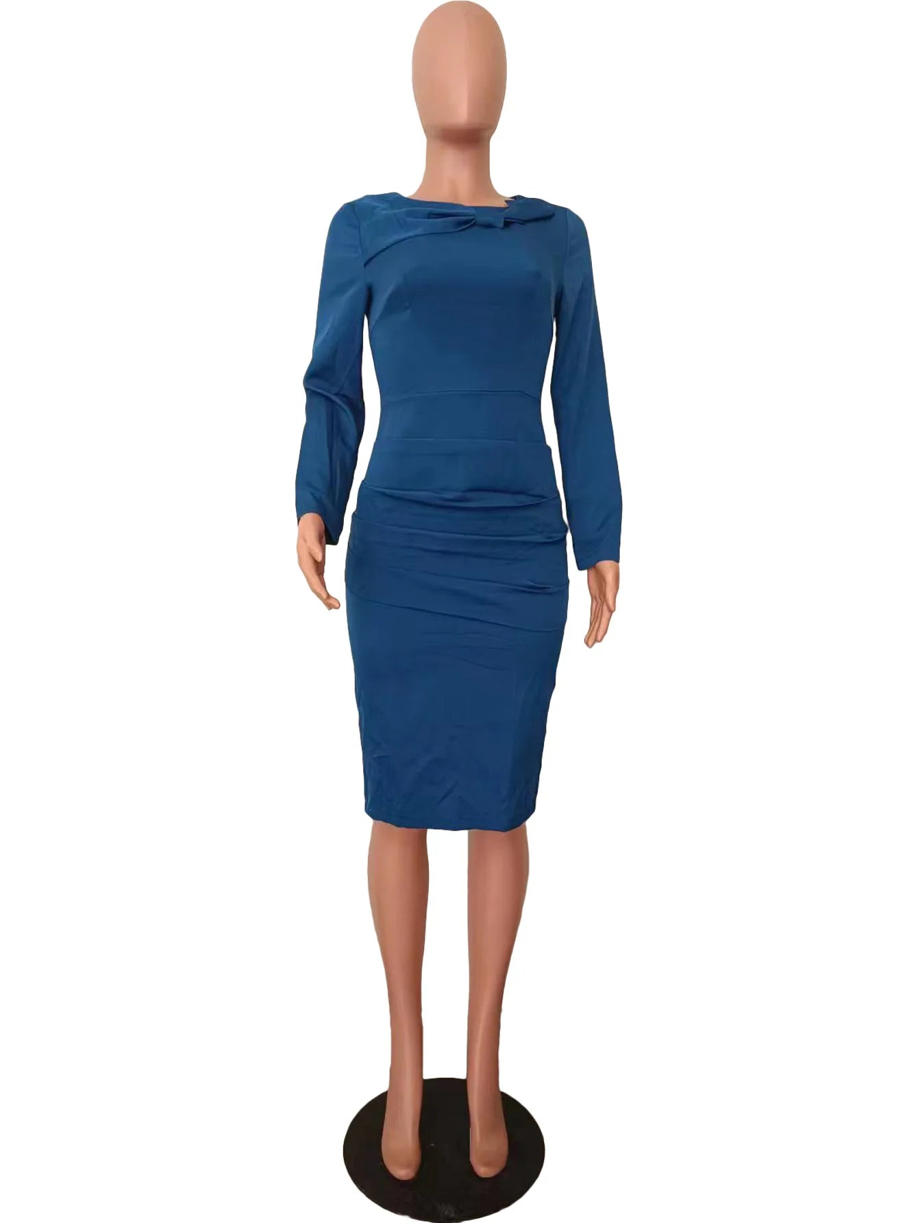 African Bodycon Dresses for Women Autumn Elegant African Long Sleeve O-neck Polyester Knee-length Dress Dashiki African Clothing