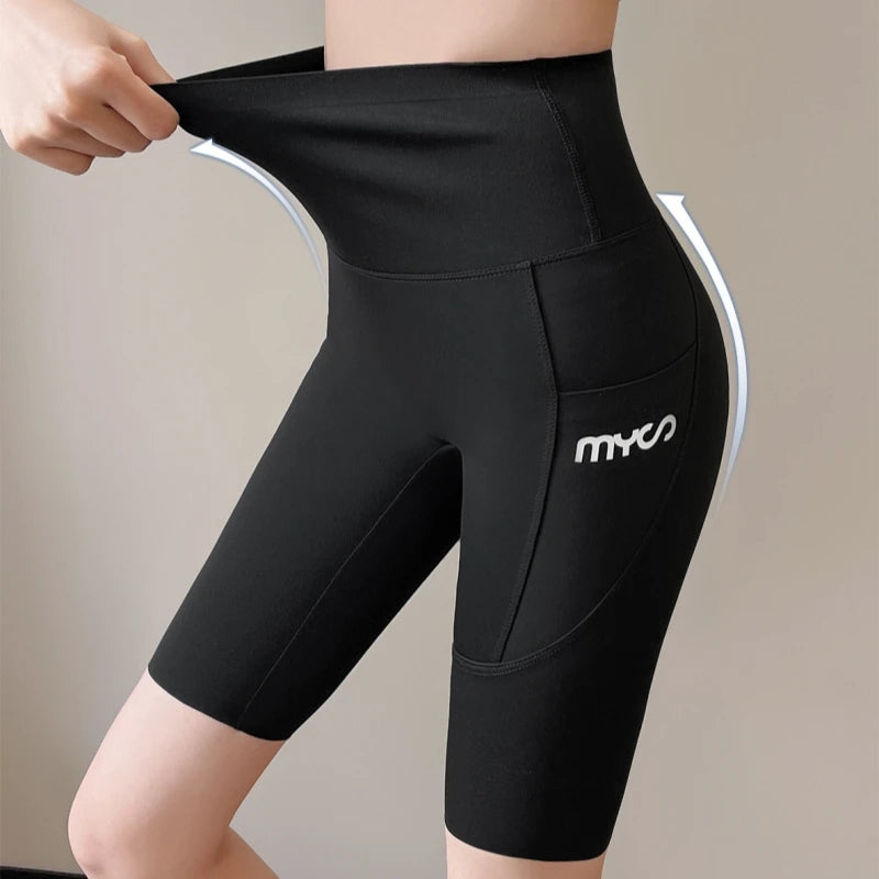 Horetong Women Sports Pants With Pocket High Waist Fitness Running Casual Streetwear Trousers Female Tight Workout Gym Clothing