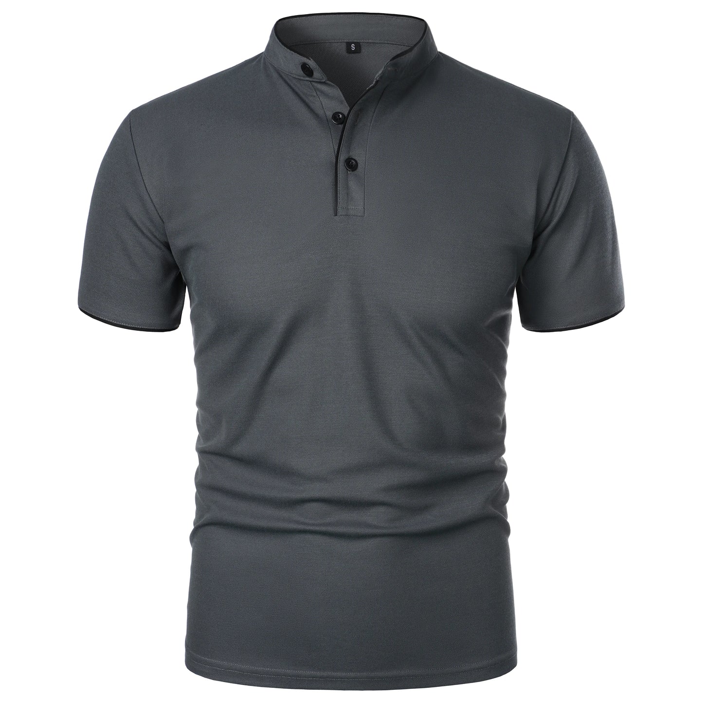 Men's short-sleeved stand-up collar top casual fashion daily solid color short-sleeved stand-up collar T-shirt casual top