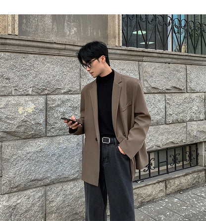 2024 Spring Summer Men Formal Blazers Men Korean Fashion Loose Casual Dress Jacket Men Harajuku Social Suit Jacket Clothing