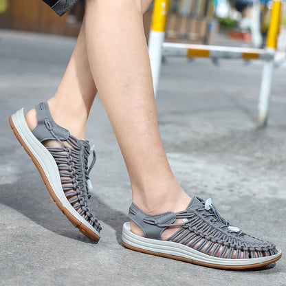 Men Sandals Summer Weave Shoes Boys Sandal Mens Sandles Outdoor Breathable Comfort Slip On Plus Big Size 45 46 Sandalias Hombre