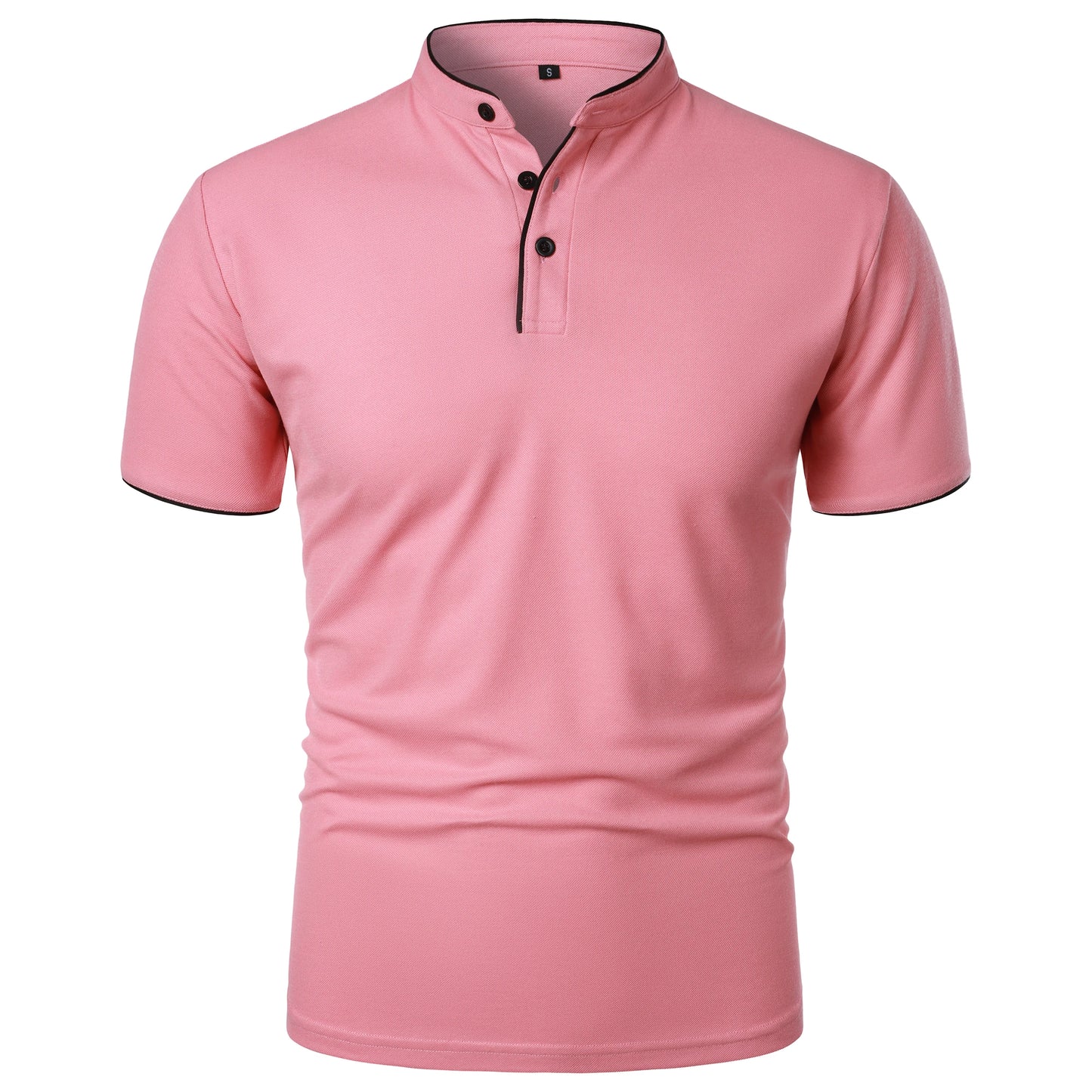 Men's short-sleeved stand-up collar top casual fashion daily solid color short-sleeved stand-up collar T-shirt casual top
