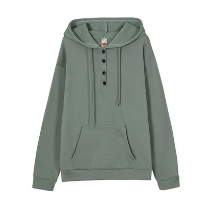 2026 Autumn New Women Loose Fit Hooded Sweatshirt Drawstring Pocket Design Long Sleeve Casual Daily Streetwear Fashion Tops