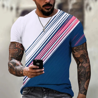 Men's T-shirt Trendy New Design Black And White Color Art 3D Printed Oversized Round Neck Tops Loose Casual Simple Style T Shirt