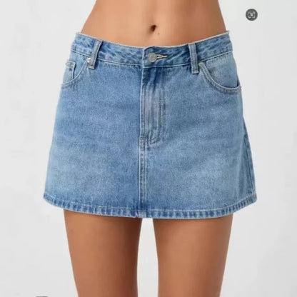 Women's Summer Fashionable Washed Denim Short Skirt 2026 New Clothing for Women Trendy Minimalist Style Girls' Skirts
