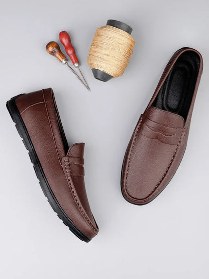 Genuine Leather Men Casual Shoes Luxury Brand Formal Dress Shoes Breathable Mens Loafers Slip on Male Boat Shoes Size 38-47